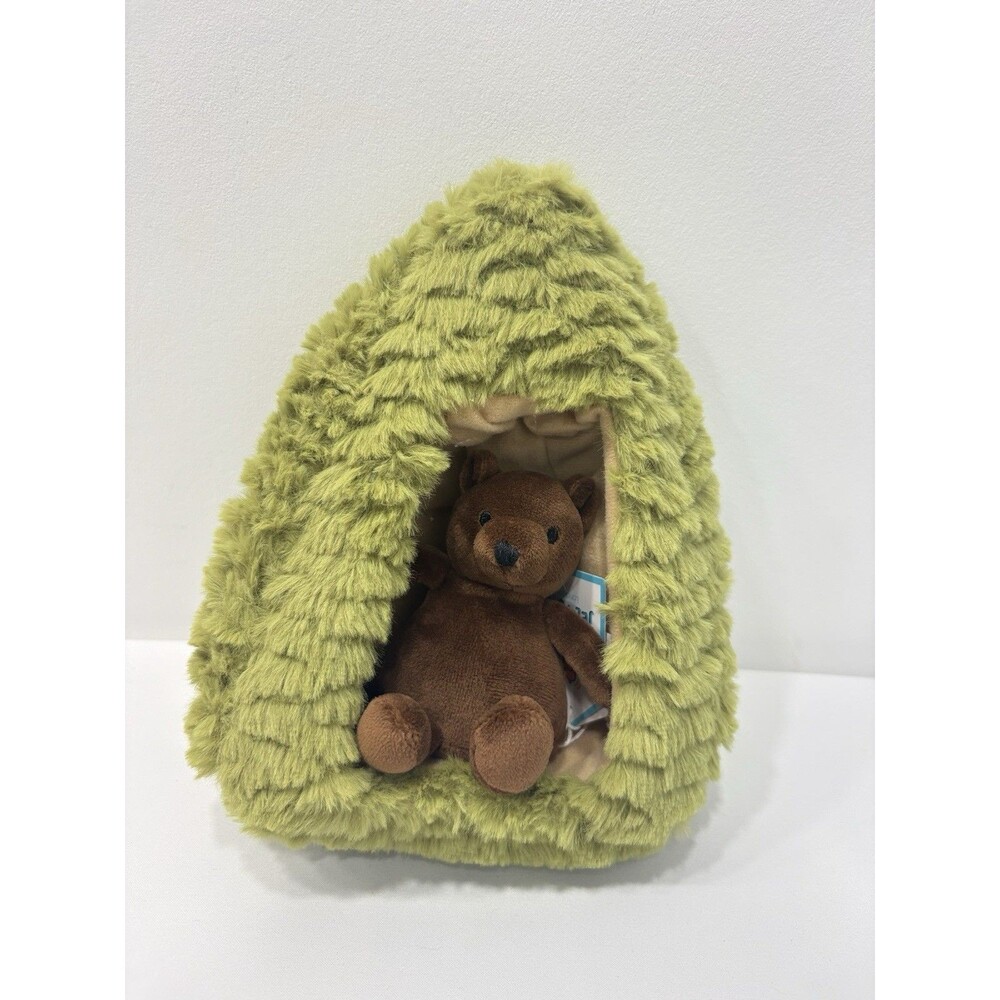 Jellycat Forest Fauna Bear Plush in Green Tree House Retired Stuffed Animal Tags